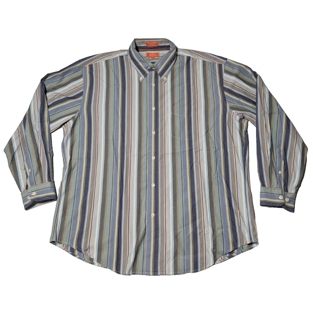 Façonnable Jeans‎ Blue Multi Striped Button-Up Cotton Shirt - Men XL EUC